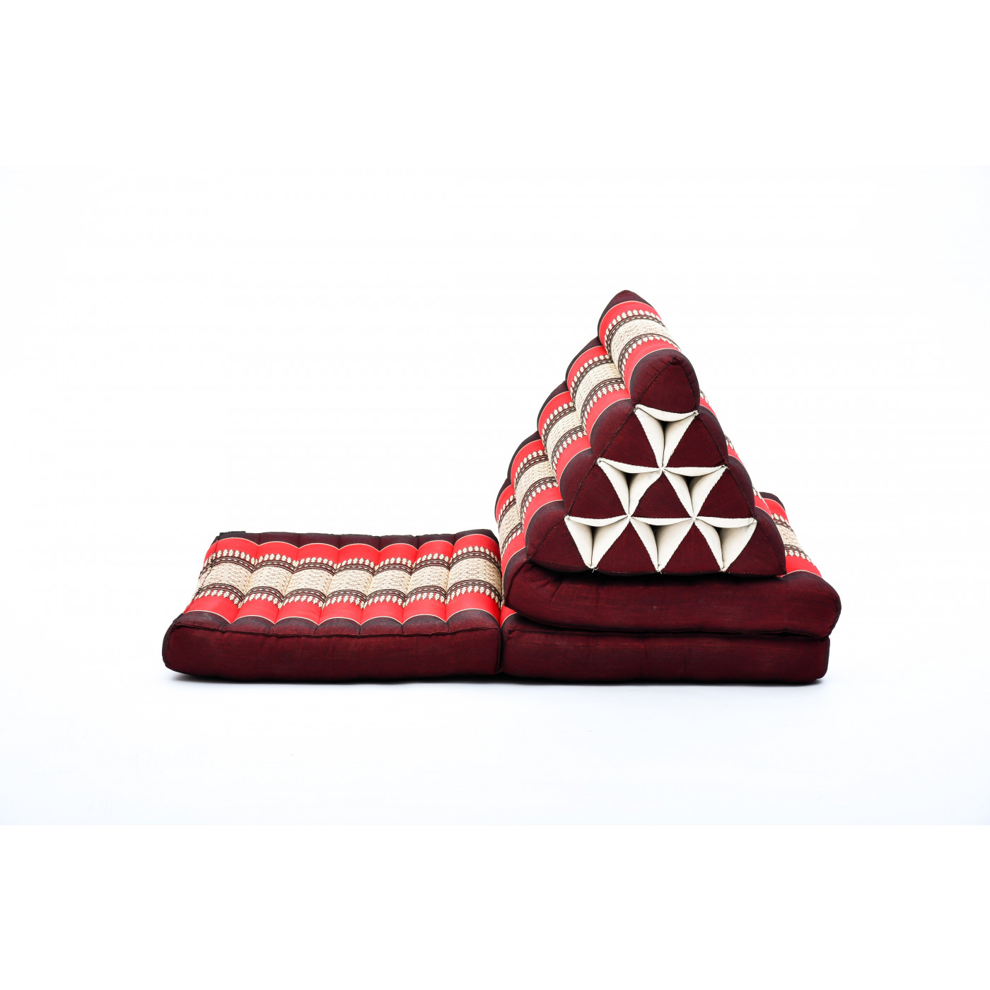 Thai 3-fold mat triangle cushion kapok filled chill daybed cotton design red 