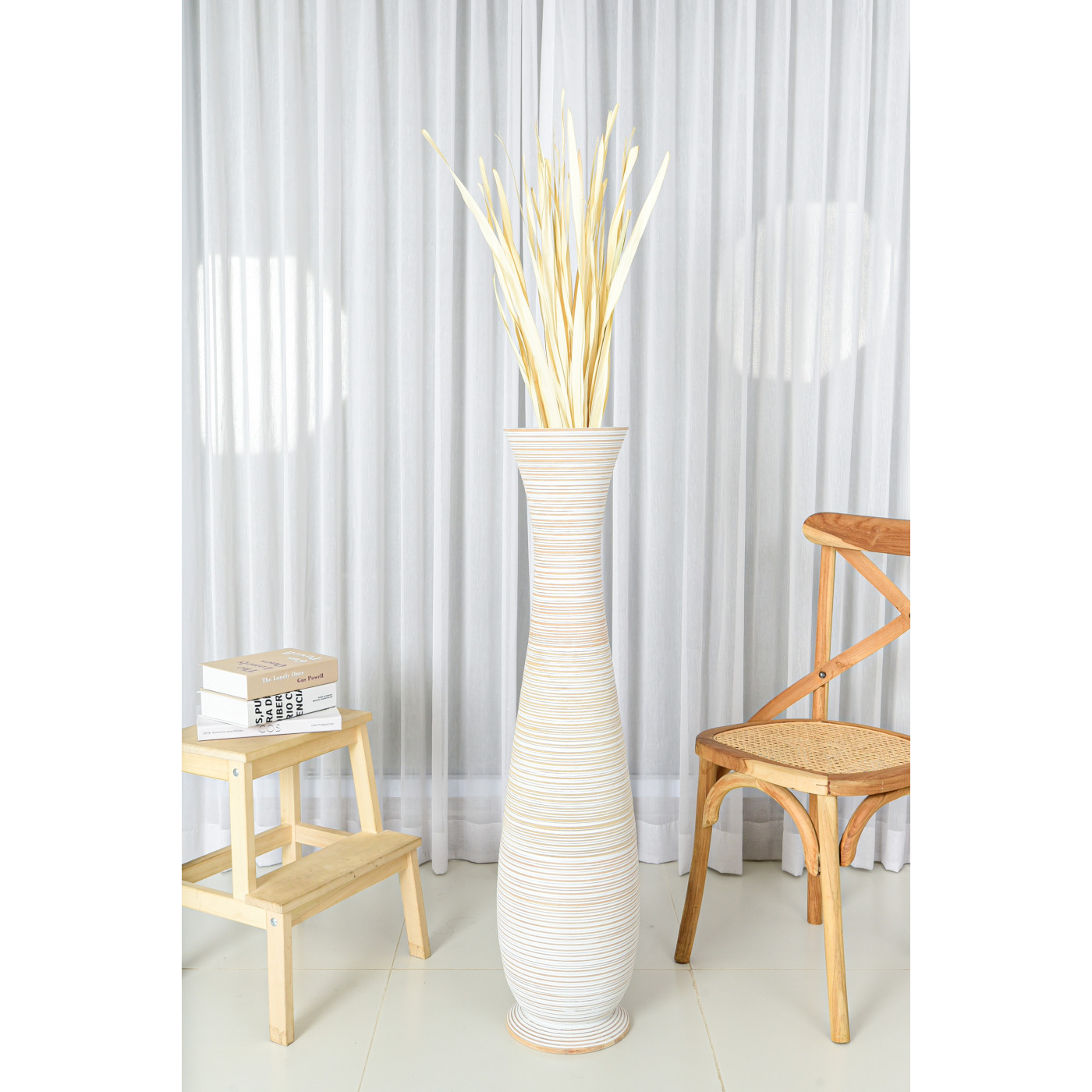 Leewadee grande vaso da terra: vaso alto, elemento decorativo fatto a mano  in legno di mango