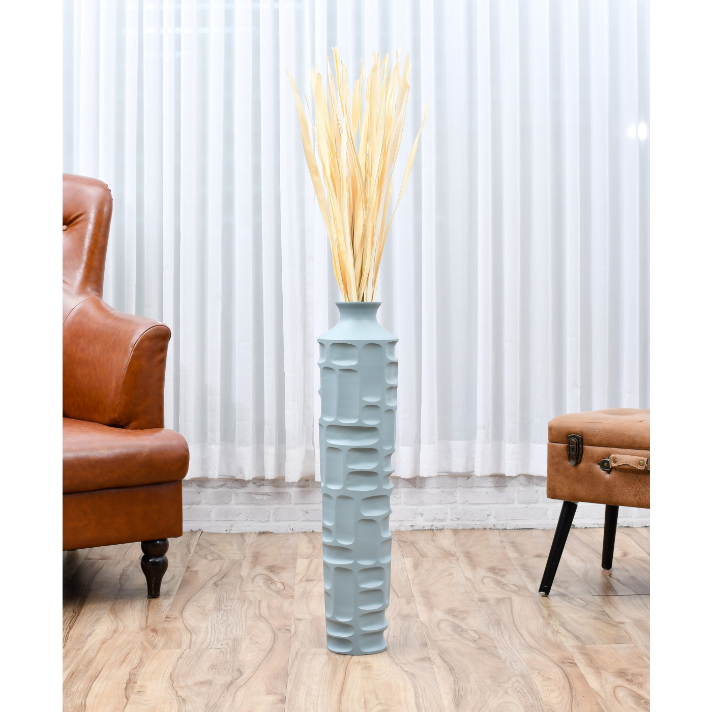 Leewadee Grande Vaso da Terra per Rami Decorativi Vaso Alto da Interno 75 cm Water Hyacinth Nero