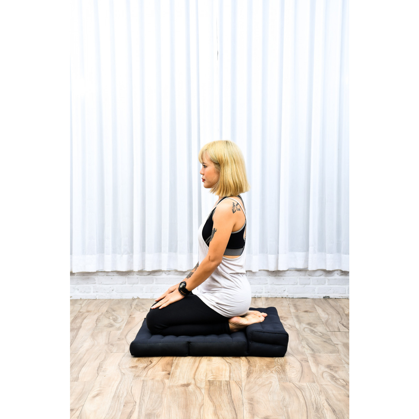 Leewadee asiento de meditación – Almohadilla plegable para hacer yoga,  cojín para el suelo de kapok sin