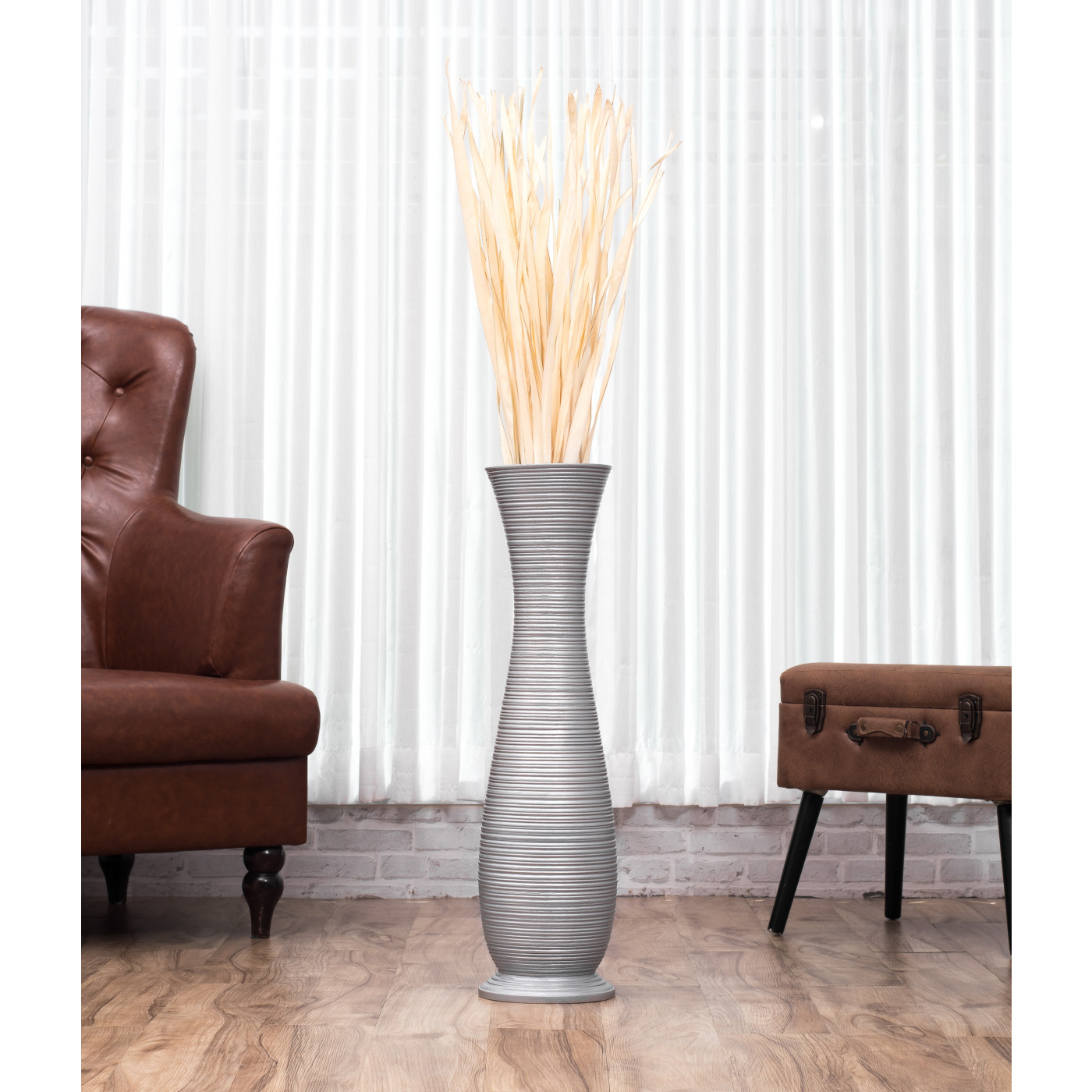 Bois de Mangue Argentin Leewadee Grand Vase A Poser Au Sol pour Branches Décoratives Design Vase Haut 75 cm 