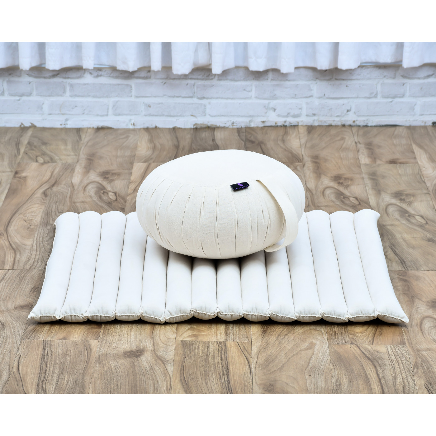 Leewadee Meditation Cushion Set – 1 Round Zafu Yoga Pillow and 1