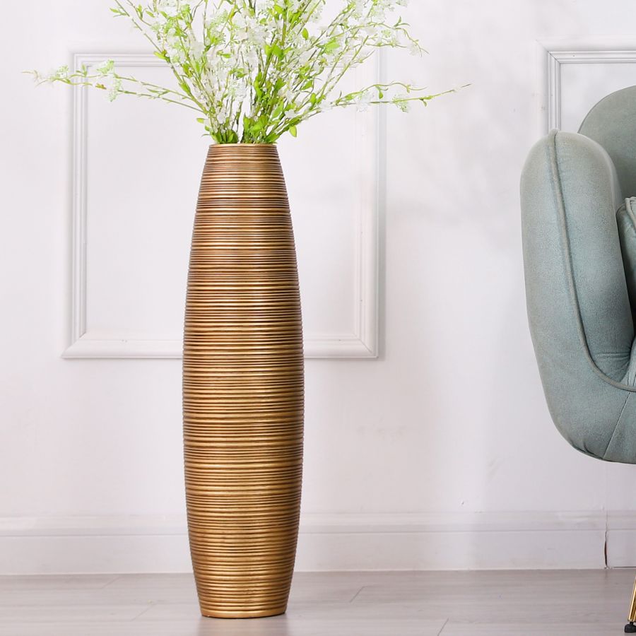 Leewadee Grote Vloervaas 65 cm - Hoge Polyresin Vaas voor Pampasgras, Droge & Verse Bloemen