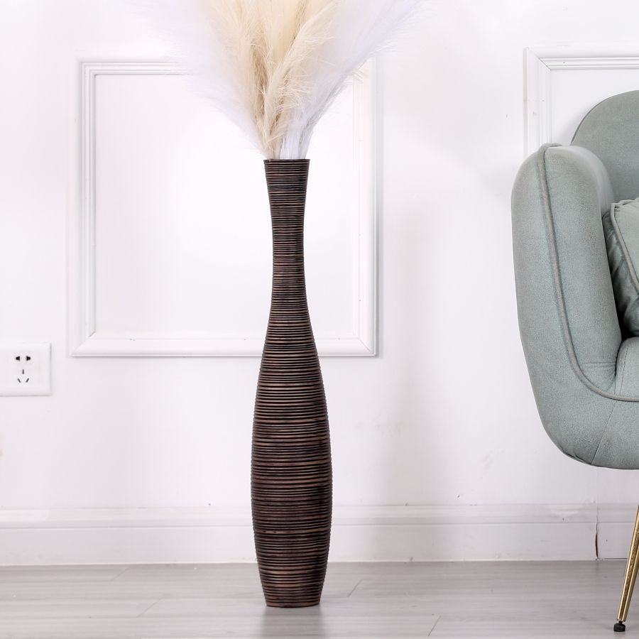 Leewadee Grote Vloervaas 65 cm - Hoge Polyresin Vaas voor Pampasgras, Droge & Verse Bloemen