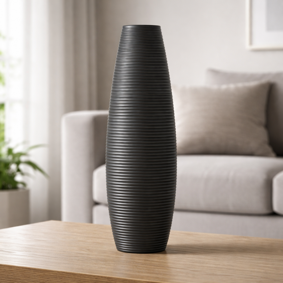 Leewadee Grote Vloervaas 50 cm - Hoge Polyresin Vaas voor Pampasgras, Droge & Verse Bloemen