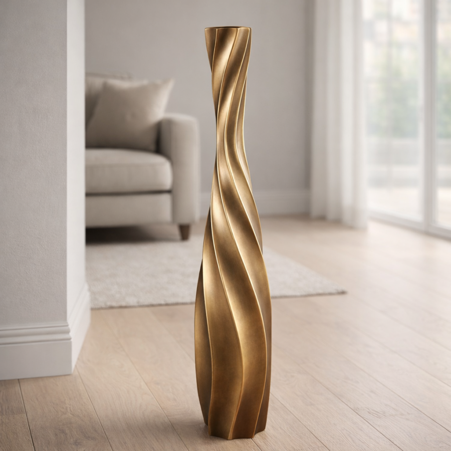 Leewadee Grote Vloervaas 85 cm - Hoge Polyresin Vaas voor Pampasgras, Droge & Verse Bloemen