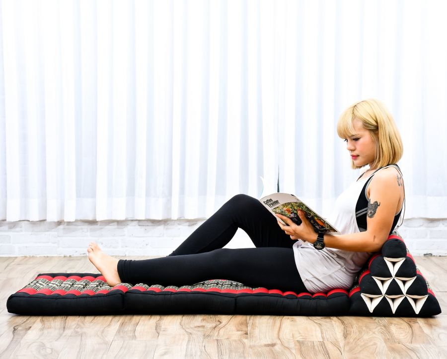 Leewadee Thais Vloerkussen 170 x 53 cm - Kapok Opvouwbaar Vloerstoel Rugleuning Lounge