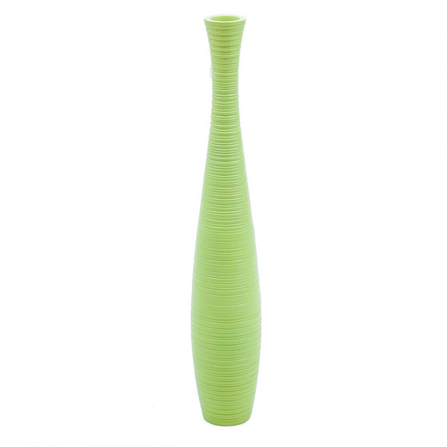 Leewadee Grote Hoge Vloervaas 65 cm - Handgemaakte Mangohout Vaas in Groen voor Pampasgras & Droogbloemen