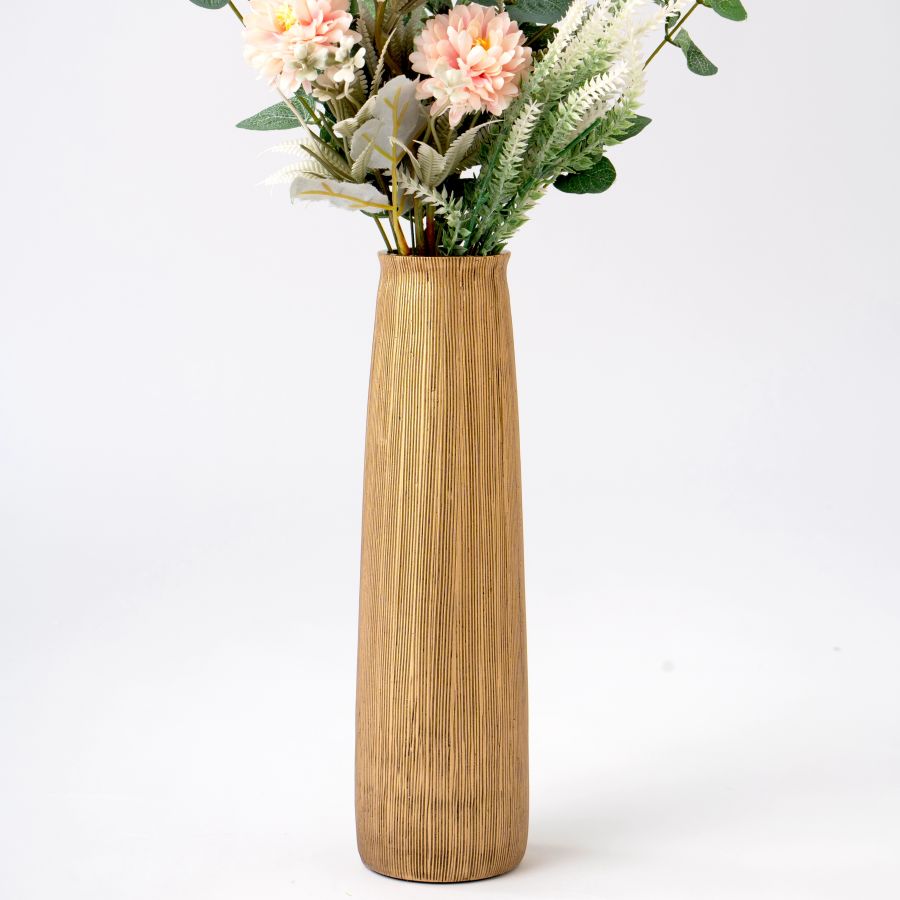 Leewadee Decoratieve Vaas 31 cm - Hoge Polyresin Vaas in Goud voor Dressoir & Tafel