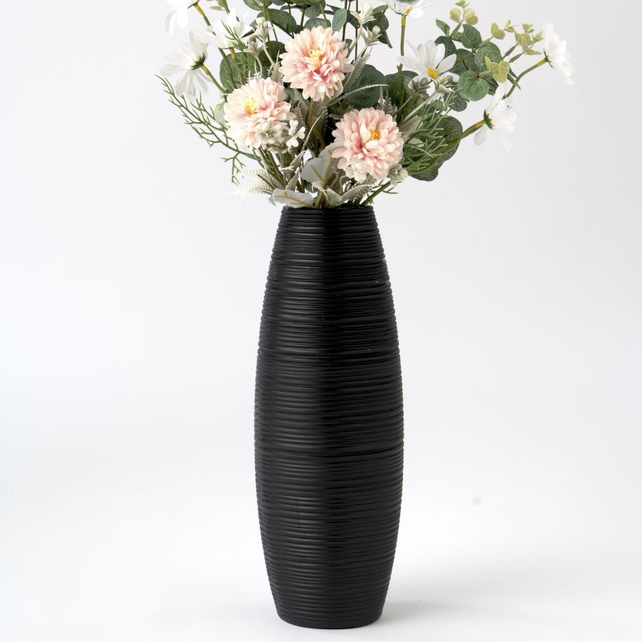 Leewadee Decoratieve Vaas 34 cm - Hoge Polyresin Vaas in Zwart voor Dressoir & Tafel