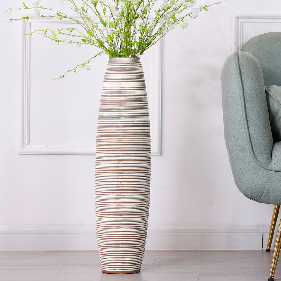 Leewadee Stor Golvvas 65 cm - Hög Polyresin Vas för Pampagräs, Torkade & Färska Blommor