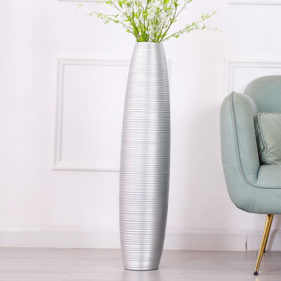 Leewadee Stor Golvvas 85 cm - Hög Polyresin Vas för Pampagräs, Torkade & Färska Blommor