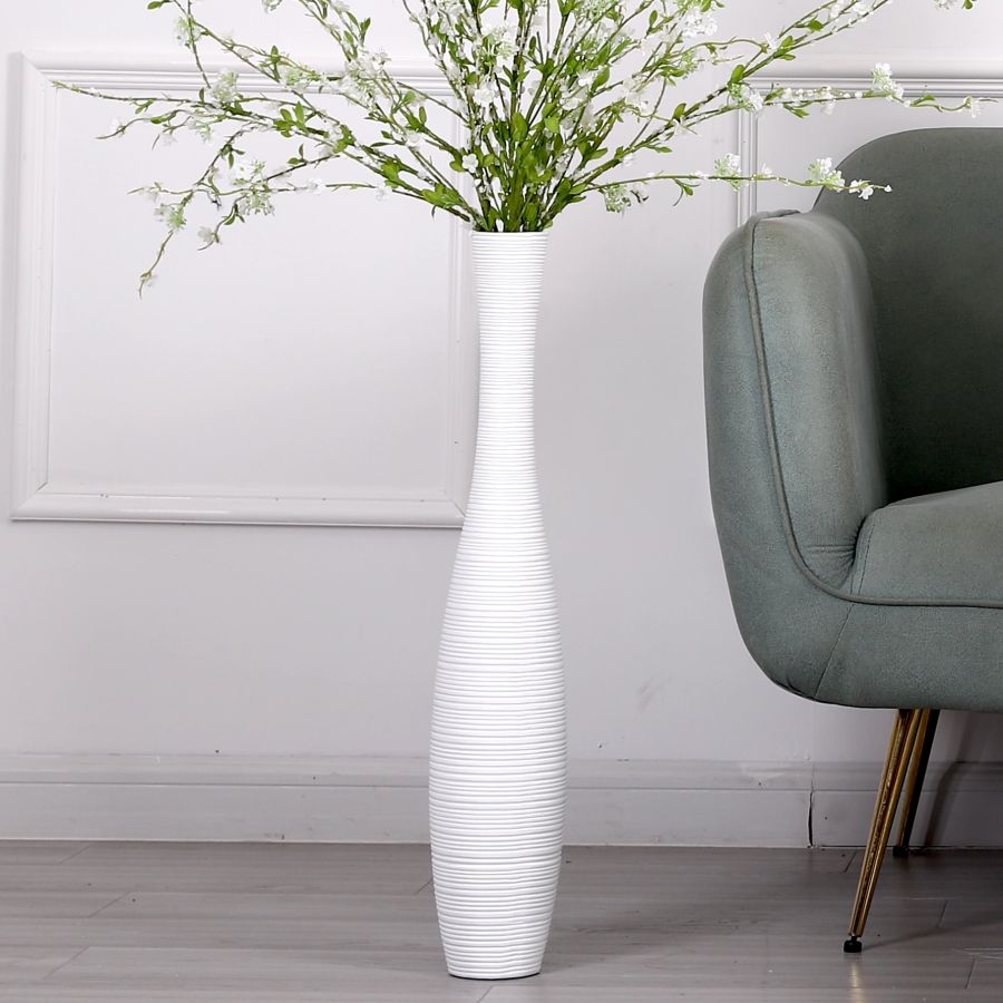 Leewadee Stor Golvvas 65 cm - Hög Polyresin Vas för Pampagräs, Torkade & Färska Blommor