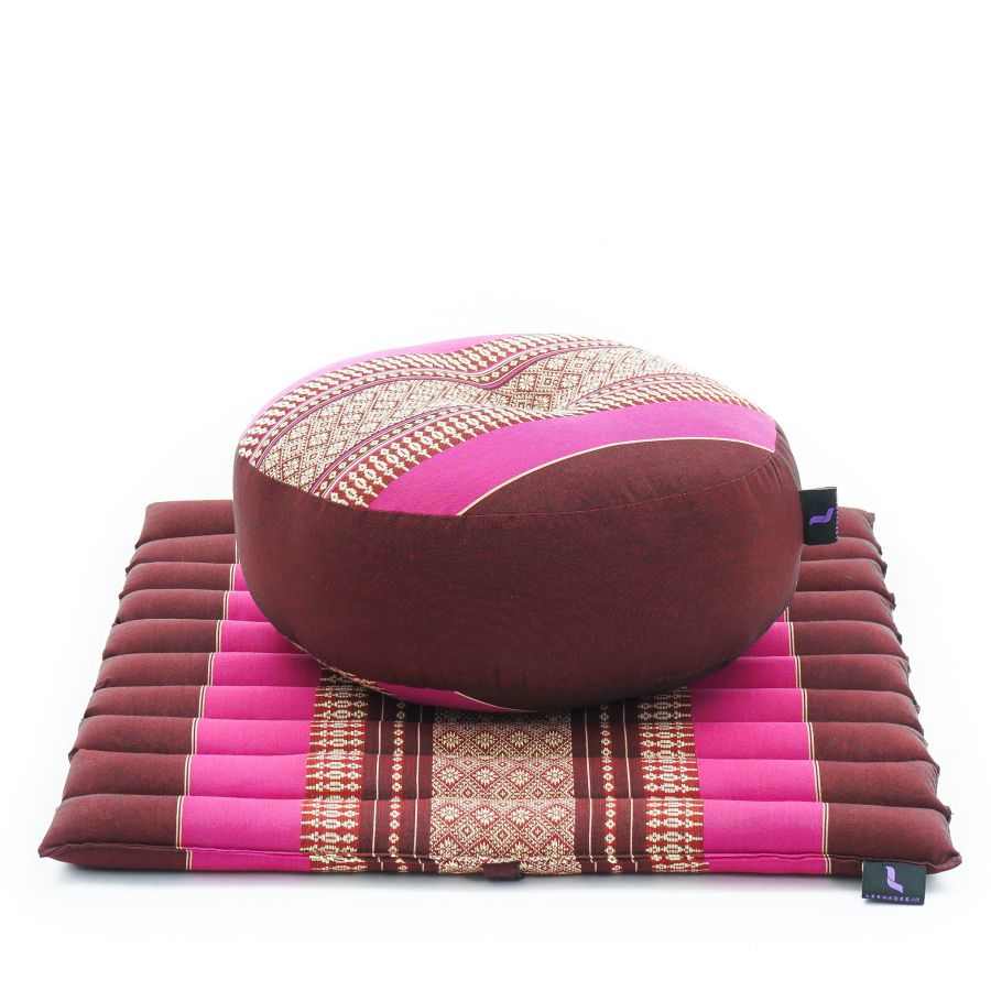 Leewadee Kompakt Zafu & Zabuton Meditationsset 50 x 50 cm - Liten Kapok Meditationsdyna Yoga Zen