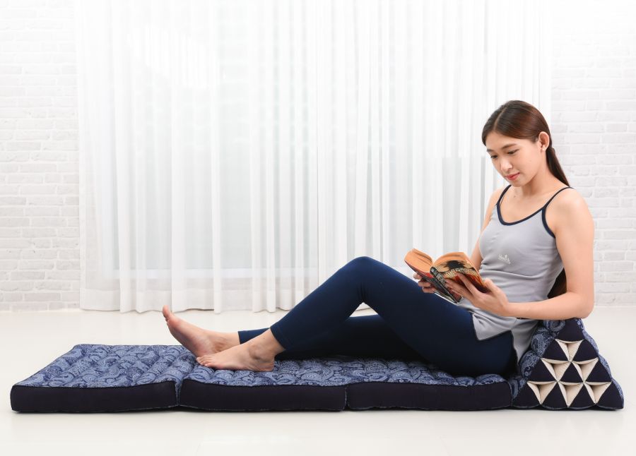 Leewadee Thai Triangle Floor Cushion 170 X 53 cm - Kapok Foldout Floor Seat Backrest Lounge