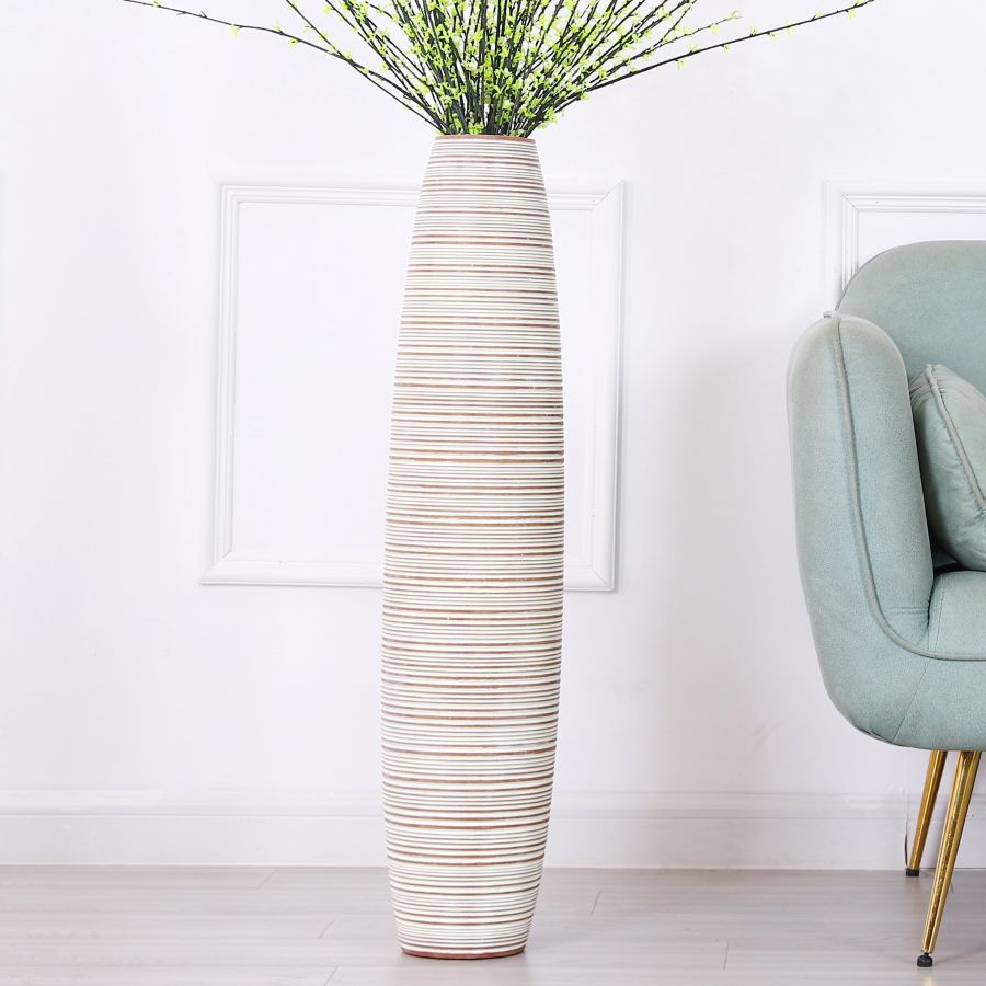 Leewadee Large Floor Vase 85 cm - Tall Polyresin Decor Vase for Pampas Grass, Dried & Fresh Flowers