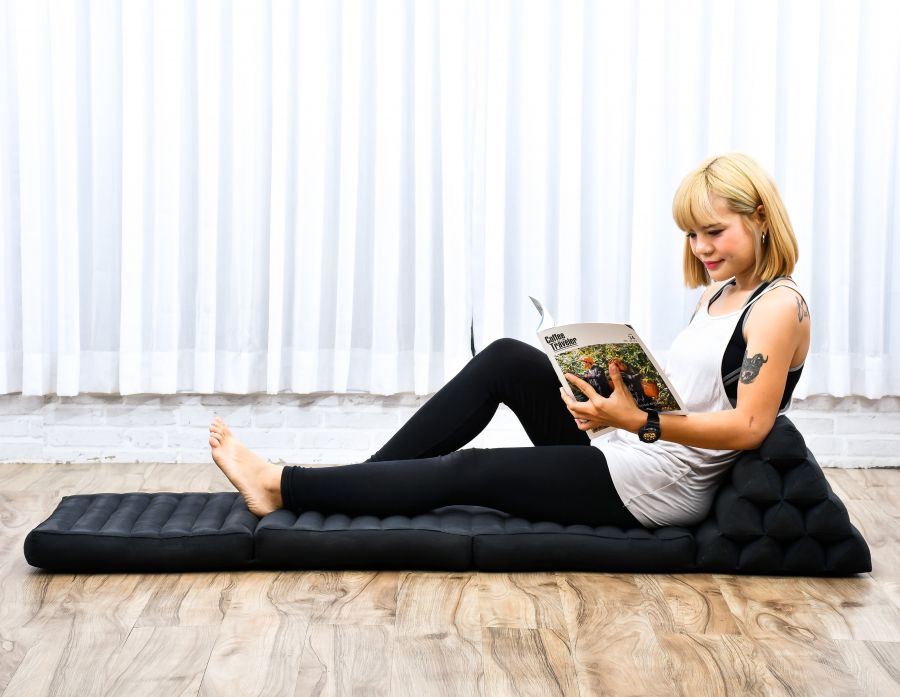 Leewadee Thai Triangle Floor Cushion 170 X 53 cm - Kapok Foldout Floor Seat Backrest Lounge