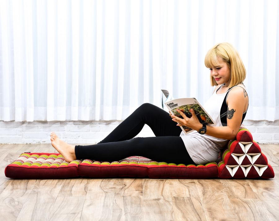 Leewadee Thai Triangle Floor Cushion 170 X 53 cm - Kapok Foldout Floor Seat Backrest Lounge