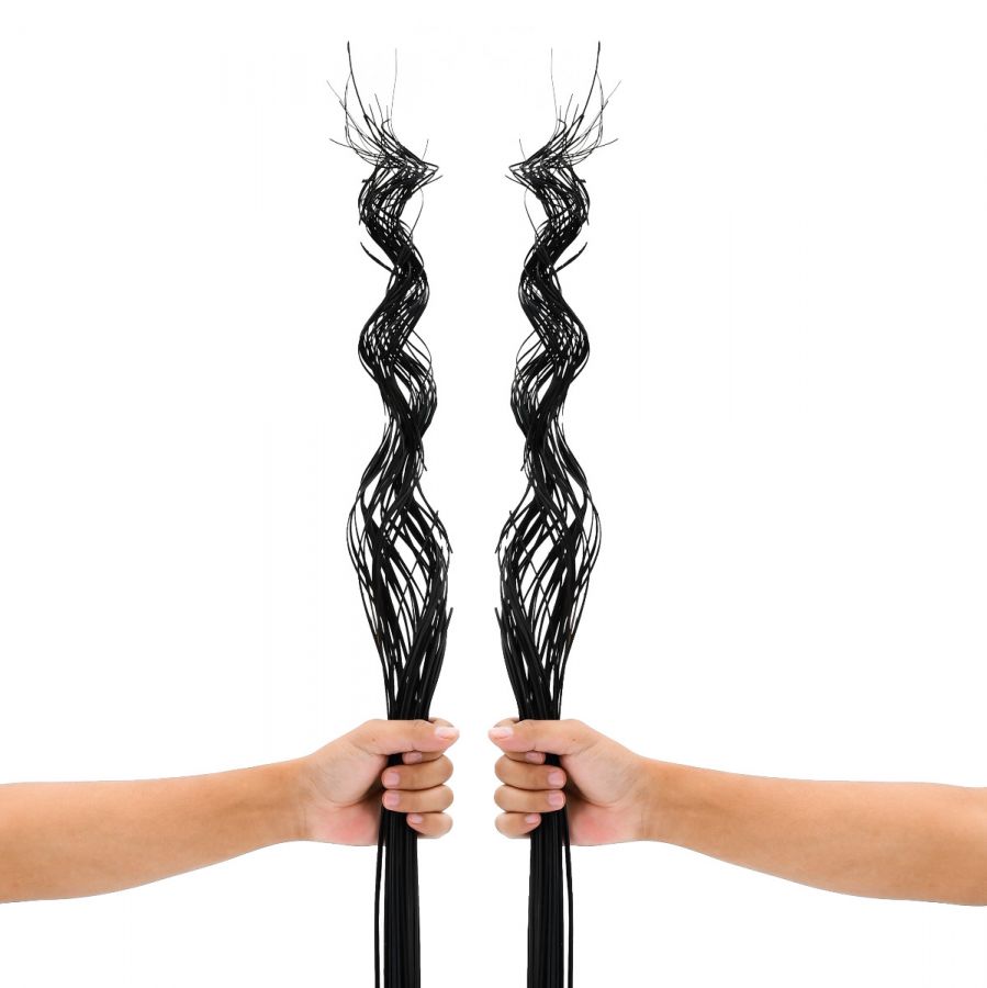 Leewadee Floor Vase Decor - Dried Wavy Stems Corkscrew Look 100 cm Natural Material, Set of 2 Bundles