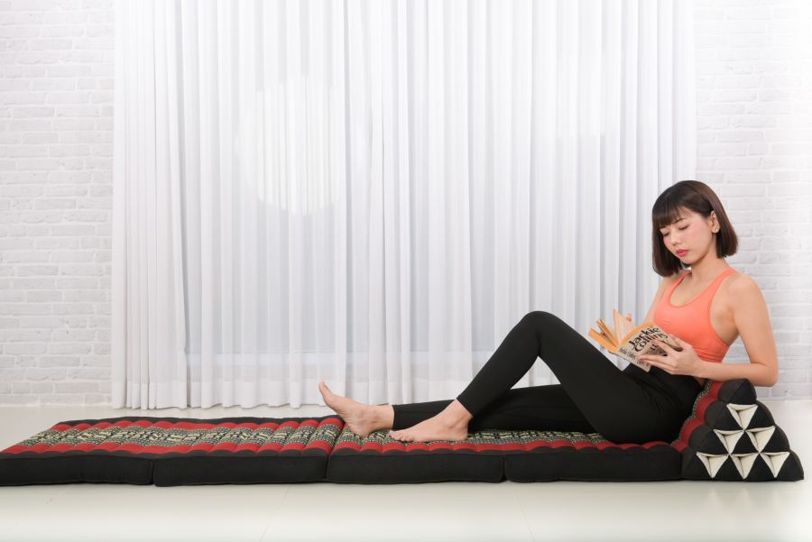 Leewadee Thai Triangle Floor Cushion Large 225 X 50 cm - Kapok Foldout Floor Mat Backrest Lounge