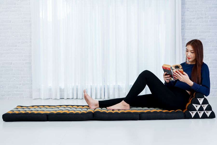 Leewadee Thai Triangle Floor Cushion Large 225 X 50 cm - Kapok Foldout Floor Mat Backrest Lounge