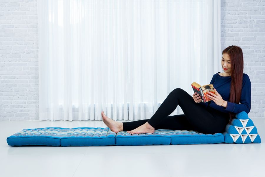 Leewadee Thai Triangle Floor Cushion Large 225 X 50 cm - Kapok Foldout Floor Mat Backrest Lounge