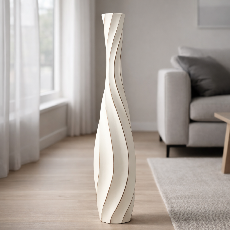 Leewadee Large Floor Vase 65 cm - Tall Polyresin Decor Vase for Pampas Grass, Dried & Fresh Flowers