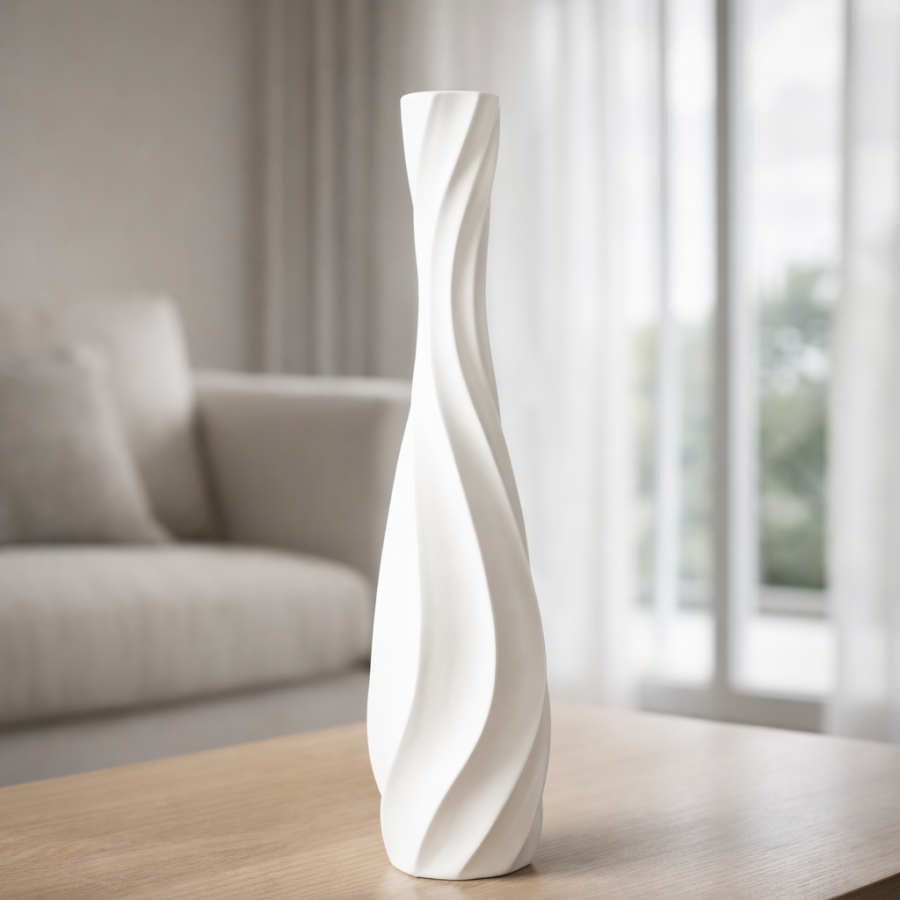 Leewadee Large Floor Vase 50 cm - Tall Polyresin Decor Vase for Pampas Grass, Dried & Fresh Flowers