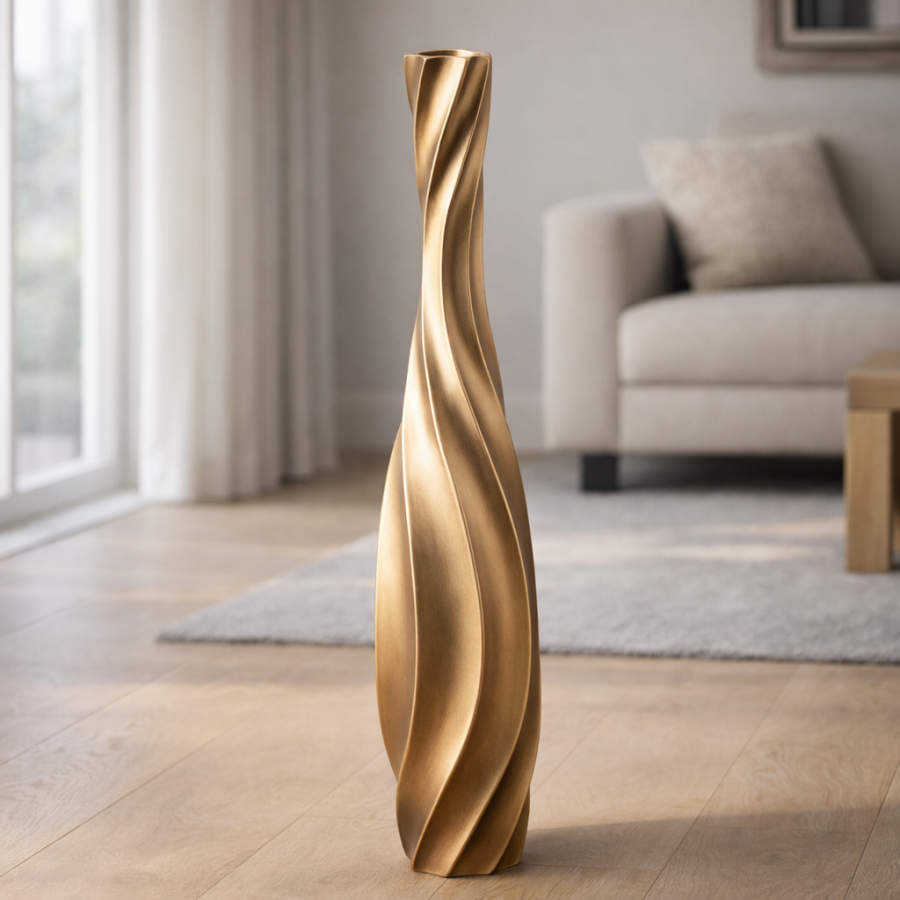 Leewadee Large Floor Vase 65 cm - Tall Polyresin Decor Vase for Pampas Grass, Dried & Fresh Flowers