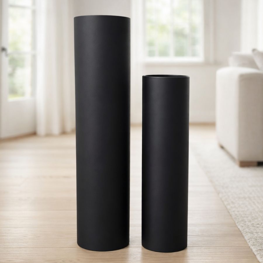Leewadee Set of 2 Large Floor Vases 60/47 cm - Tall Metal Decorative Vases in Black for Home Decor