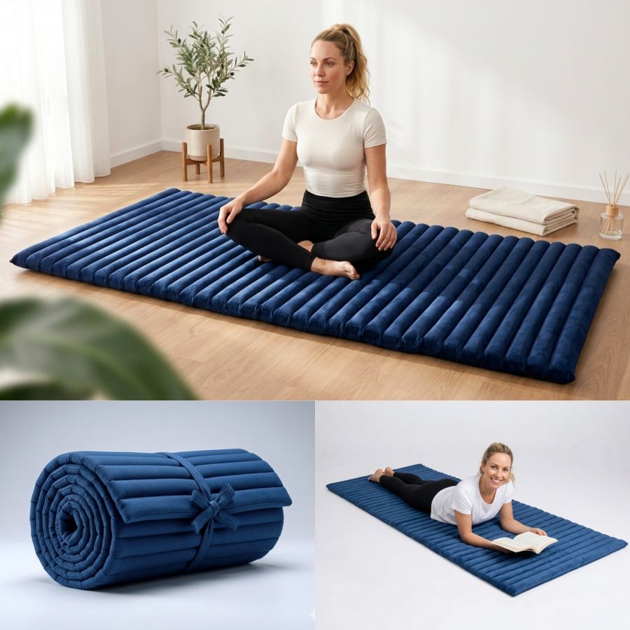 Leewadee Rollable Thai Mat 190 X 70 cm - Kapok Floor Mat for Sleeping, Massage & Meditation Futon Alternative