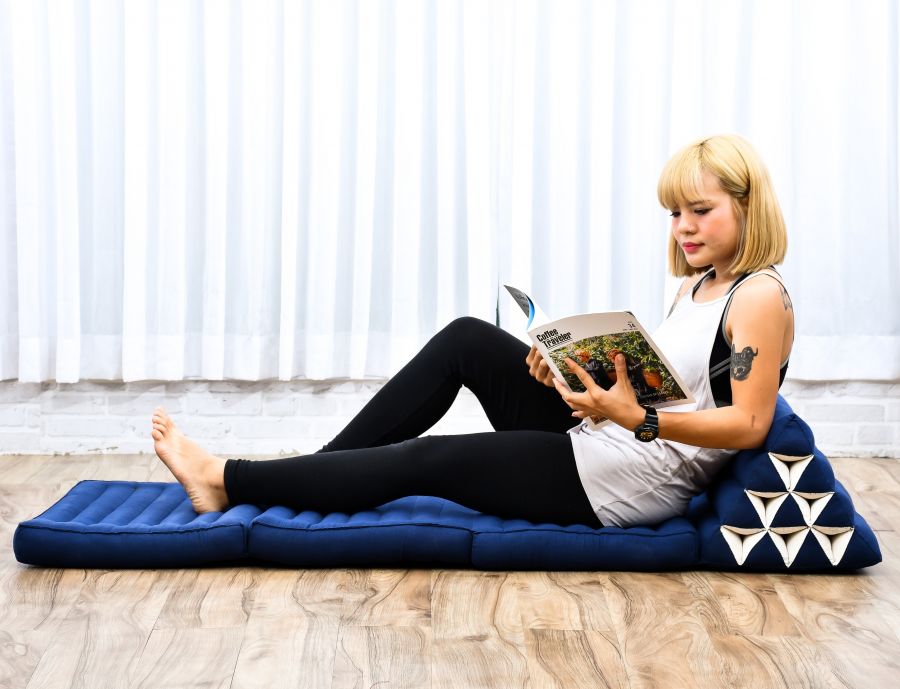 Leewadee Thai Triangle Floor Cushion 170 x 53 cm - Kapok Foldout Floor Seat Backrest Lounge