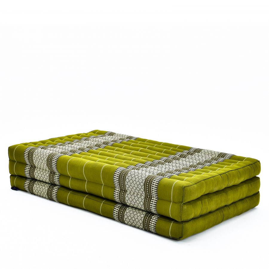 Leewadee Thai Trifold Mattress Large 200 x 100 cm - Kapok Foldable Floor Mat, Futon Alternative for Thai Massage Yoga & Meditation