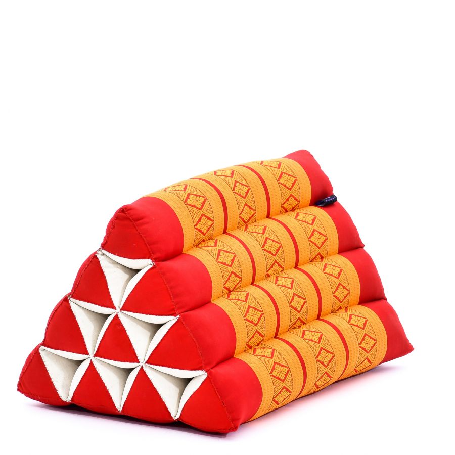 Leewadee Thai Triangle Cushion 50 x 33 x 33 cm - Firm Kapok Back Support for Reading, Bed, Sofa & Floor