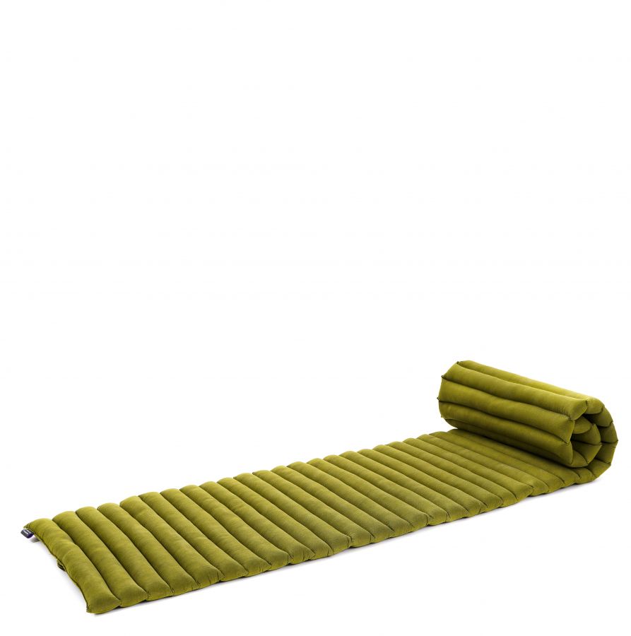 Leewadee Rollable Thai Mat 190 x 50 cm - Narrow Kapok Floor Mat for Sleeping & Meditation Futon Alternative