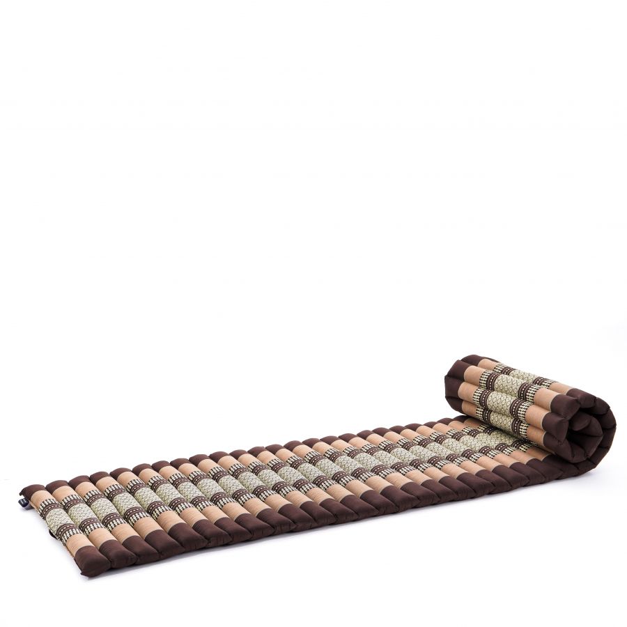 Leewadee Rollable Thai Mat 190 x 50 cm - Narrow Kapok Floor Mat for Sleeping & Meditation Futon Alternative