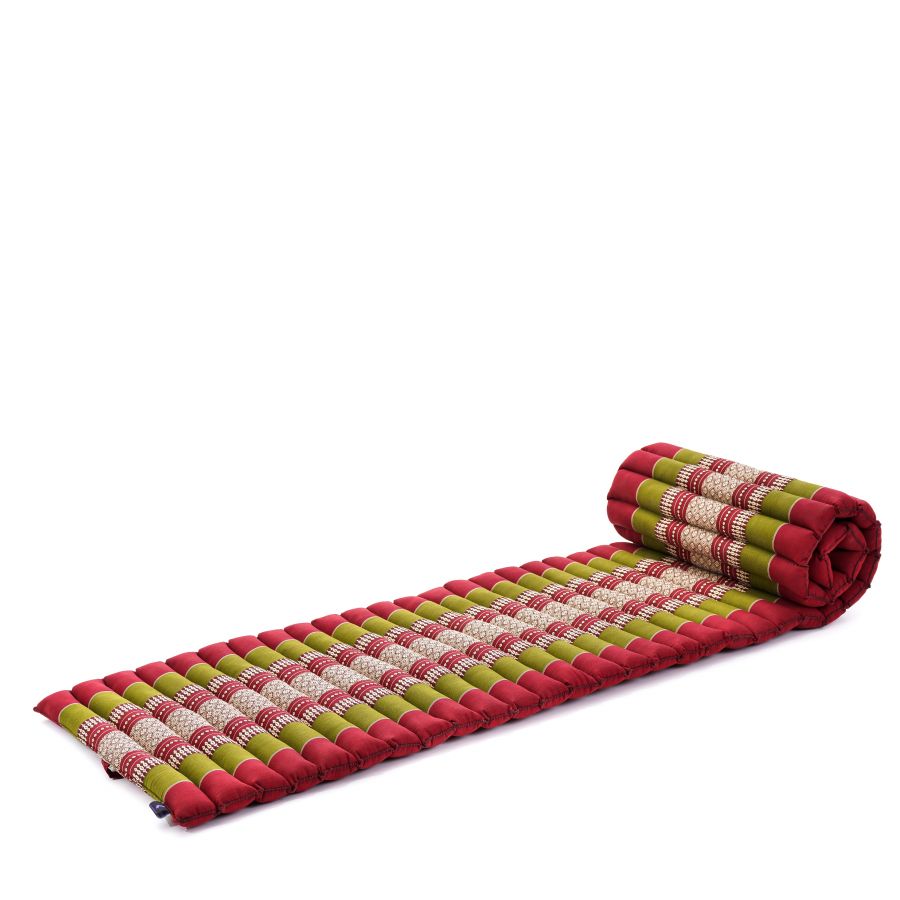 Leewadee Rollable Thai Mat 190 x 50 cm - Narrow Kapok Floor Mat for Sleeping & Meditation Futon Alternative