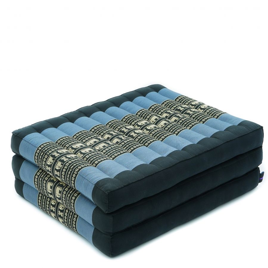 Leewadee Trifold Mattress S – Comfortable Thai Massage Pad, Foldable Relaxation Floor Mattress Filled with Kapok, Perfect to Use as a Sleeping Mat 200 x 50 cm, Blue