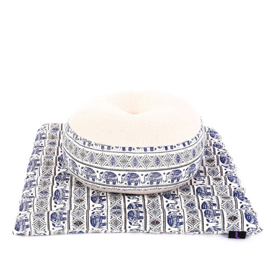Leewadee Compact Zafu & Zabuton Meditation Set 50 x 50 cm - Small Kapok Cushion Yoga Zen