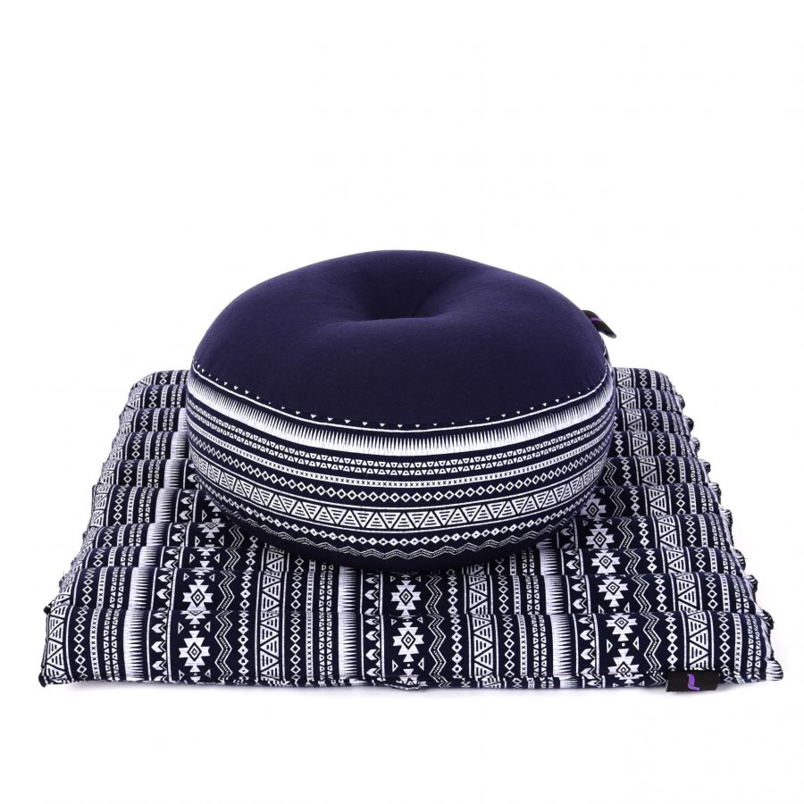 Leewadee Compact Zafu & Zabuton Meditation Set 50 x 50 cm - Small Kapok Cushion Yoga Zen