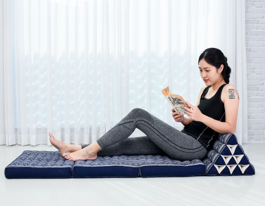Leewadee Thai Triangle Floor Cushion 170 x 53 cm - Kapok Foldout Floor Seat Backrest Lounge