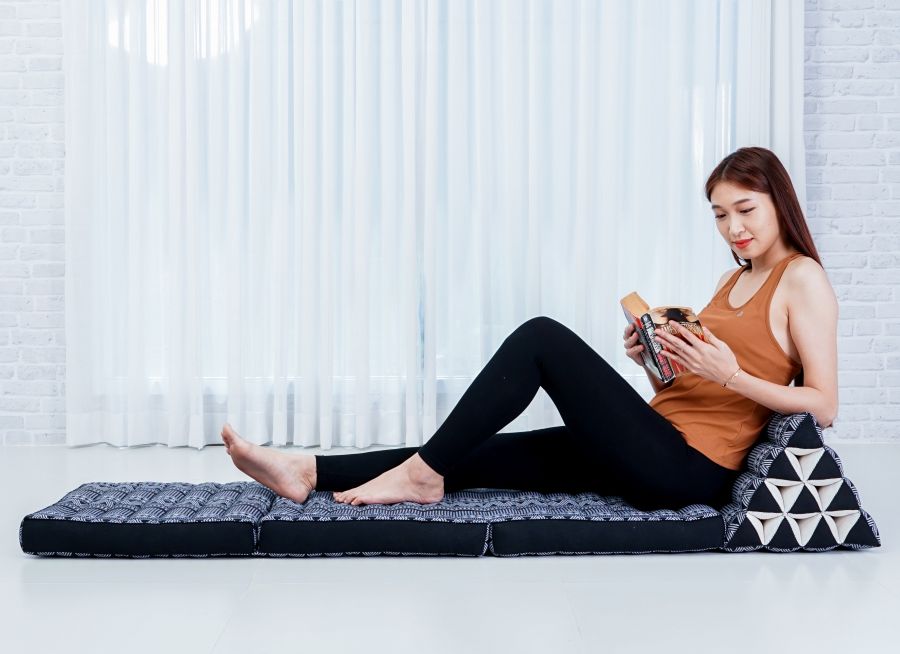 Leewadee Thai Triangle Floor Cushion 170 x 53 cm - Kapok Foldout Floor Seat Backrest Lounge