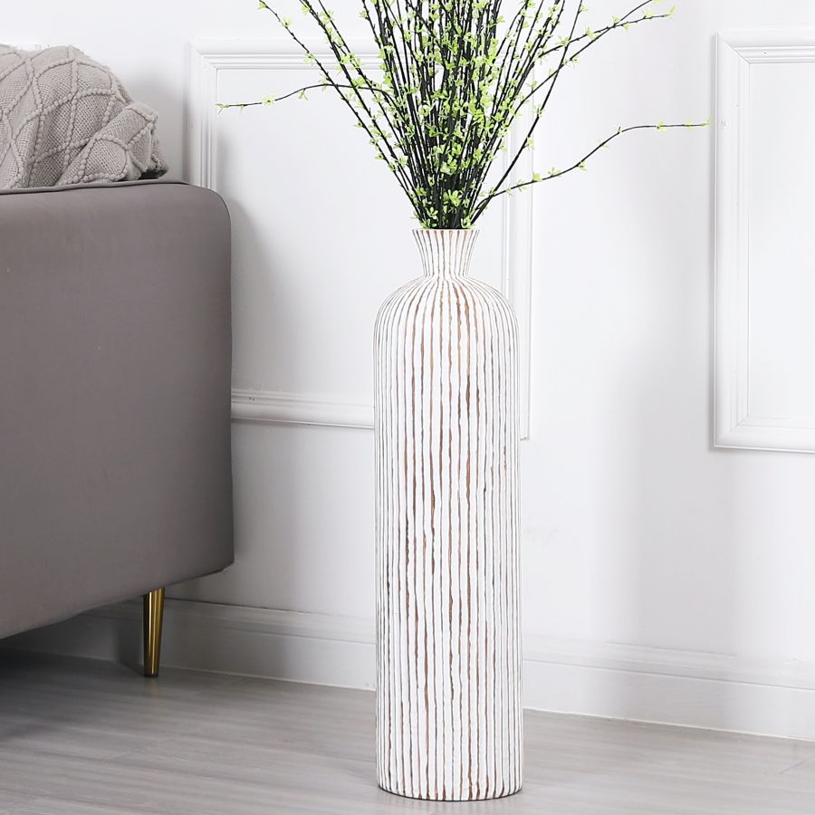 Leewadee Tall Floor Vase 65 cm - Polyresin Decor Vase for Living Room, Pampas Grass & Dried Flowers